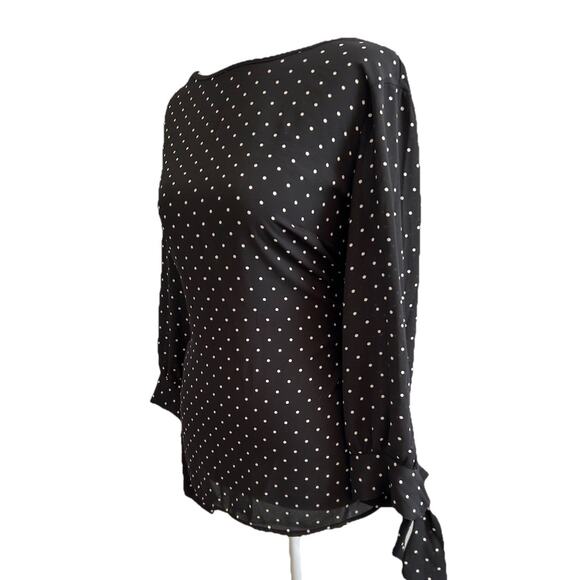 Polka Dot Travel Friendly Women’s Blouse 3/4 Sleeve Sheer Timeless Versatile Med - Picture 5 of 10